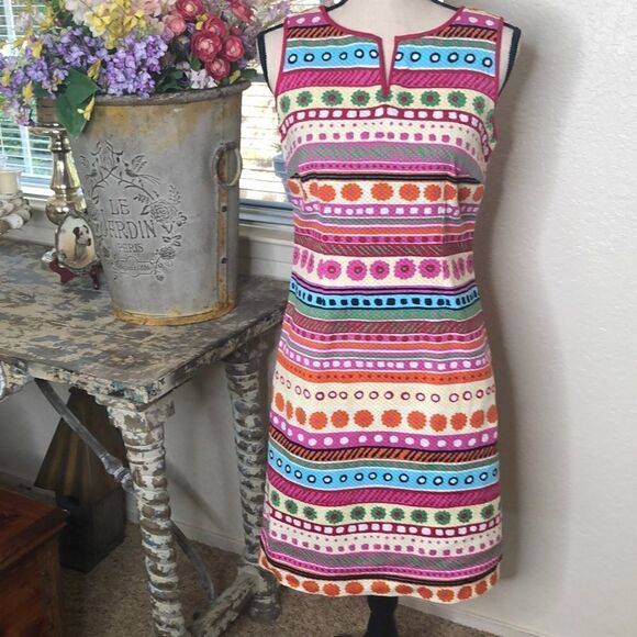 Talbots Retro Colorful Fitted Sheath Dress - Picture 1 of 10